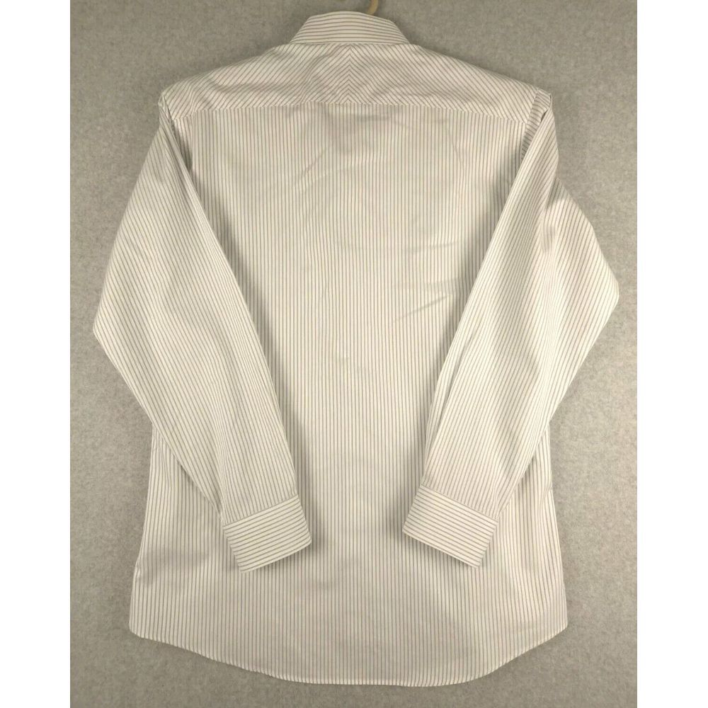 Jhane Barnes Men's Dress Shirt 18-32/33 Long Sleeve Large White Silver Stripe - Picture 5 of 8